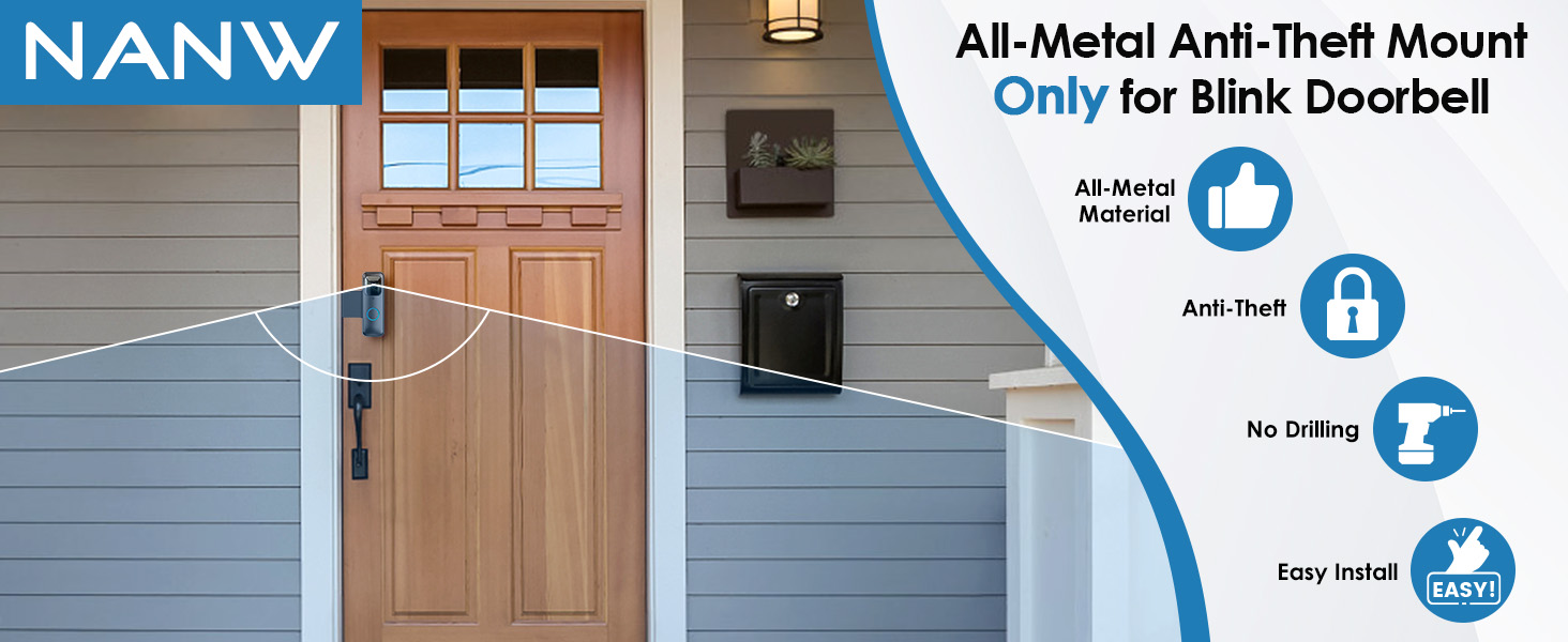 NANW Blink Doorbell Mount, FullMetal AntiTheft Doorbell Camera Mount