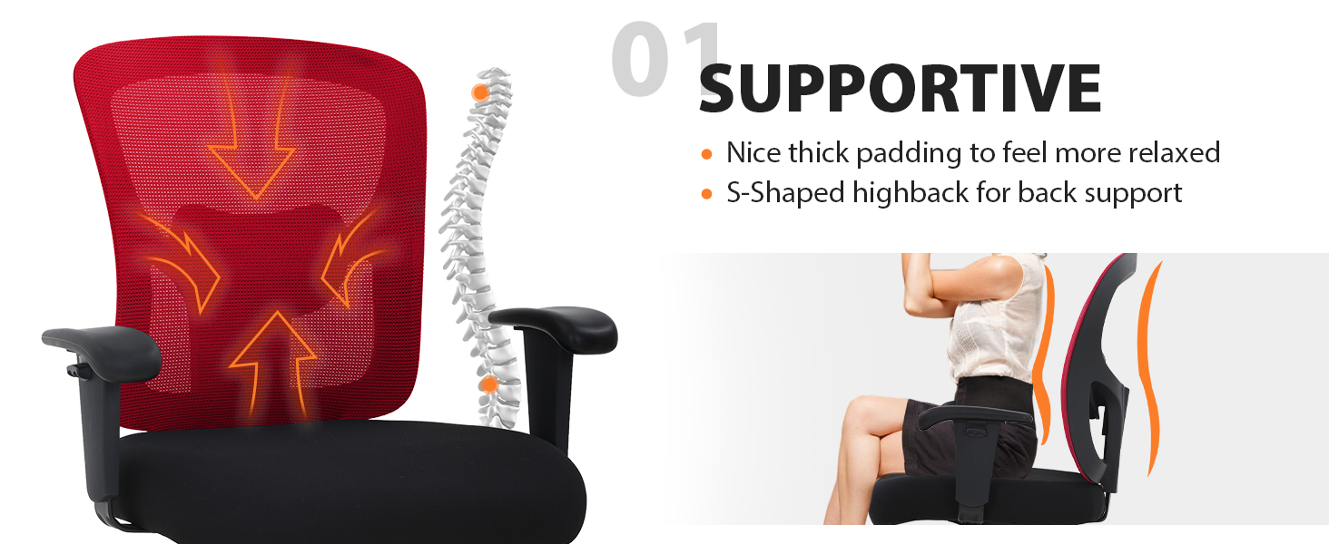 400 Lbs Big and Tall Office Chair, Ergonomic Office Chair with Wide Thick Seat, High