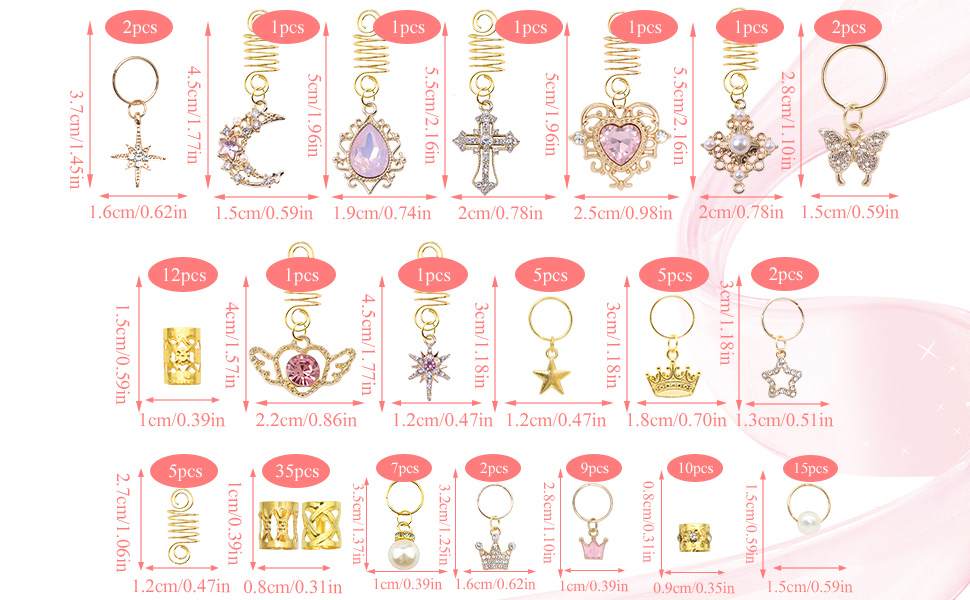 Gold Butterfly Braid Clips Hair Charms Hair Beads Cuffs Rings