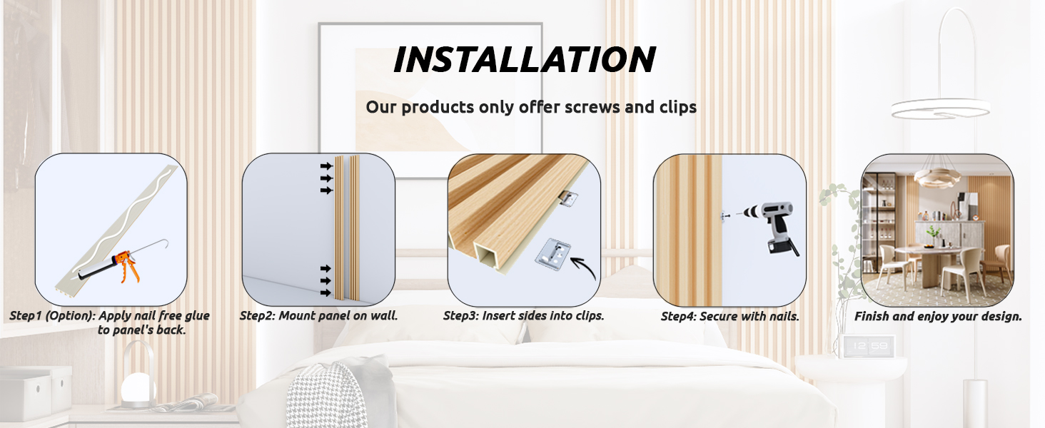 WPC Slat Wall Paneling, Modern Accent 3D Wall Panels, 8