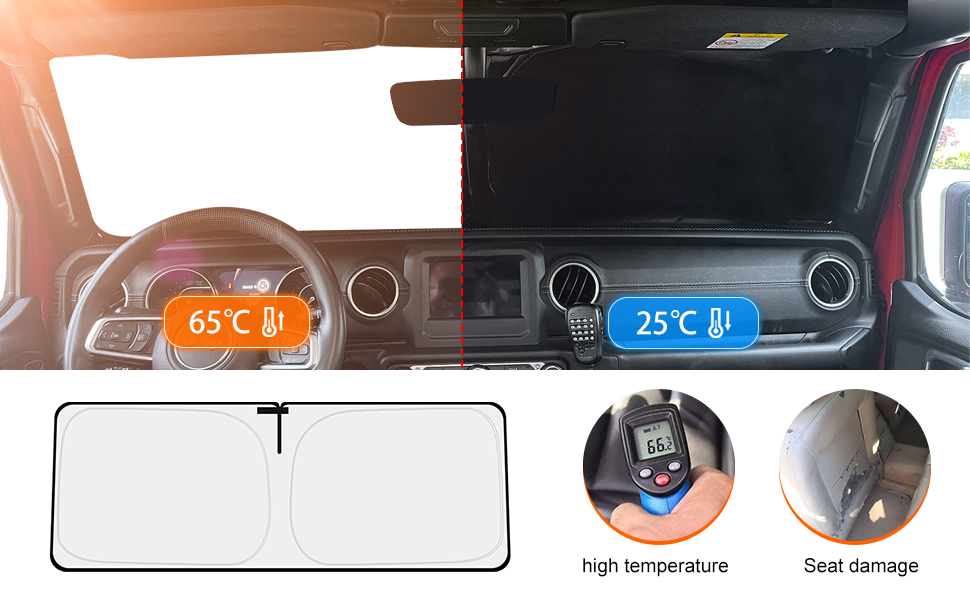 YIZHUOMY Windshield Sun Shade Compatible with Ford Bronco 2025 2024 2023 2022 2021