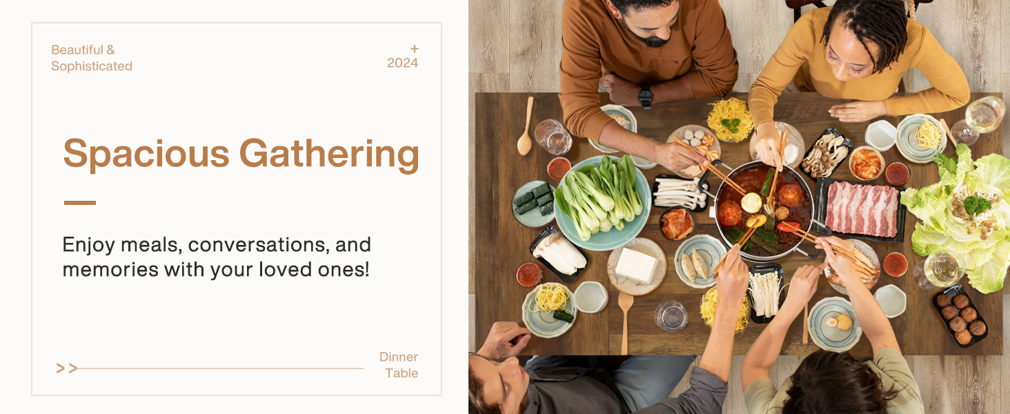 Tribesigns 63Inch Dining Table for 6, Rustic Rectangular