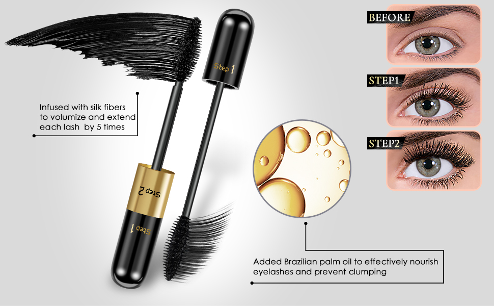Mascara Wasserfest Schwarz 4D Silk Fiber Eyelash Vibely Mascara Wimperntusche Extra Long Thick