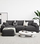 LIKIMIO 120" Modern L-Shaped Modular Sectional Sofa for Living Room, Corduroy Upholstery Dark Gre...