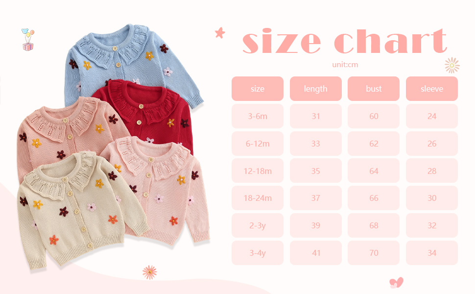 Toddler Baby Girl Fall Winter Clothes Cardigan Sweater Infant Knit Floral Knitwear Knitted Outfit 