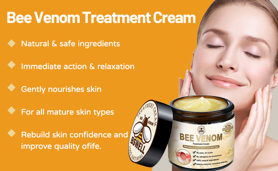 Amazon.com: BSWell Bee Venom Skin Treatment Cream, 2024 New Bee Venom - Does Bee Venom Work To Remove Skin Tags
