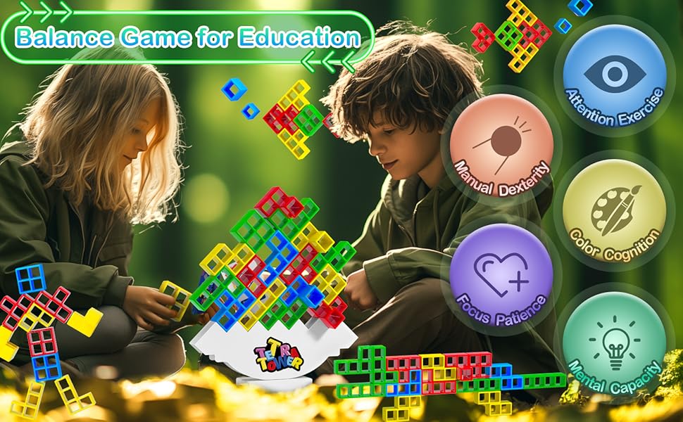 Amazon.com: 48 PCS Tetra Tower Balance Stacking Game, Stack Attack Game ...