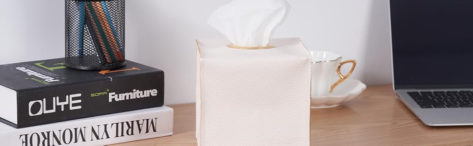 White tissue box cover