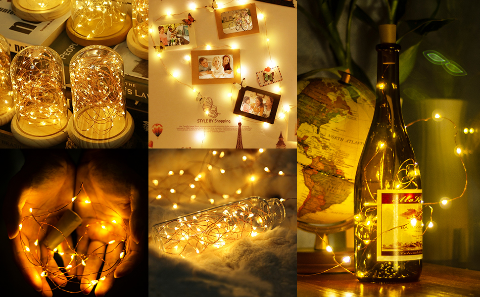 Bottle Lights, 16 Pack 2M 20 LEDs Battery Operated Wine Lights with