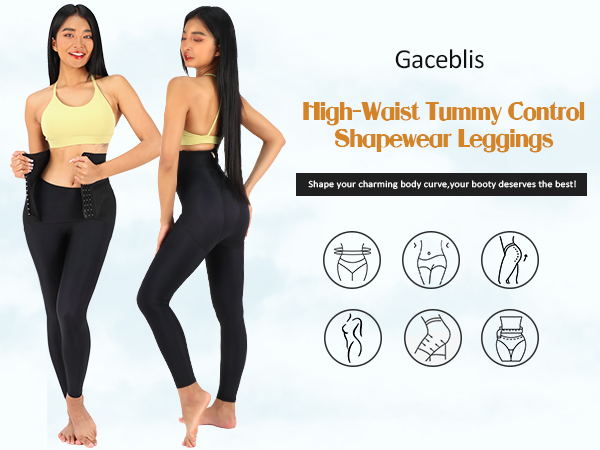 Gaceblis Tummy Control Leggings, High Waist Shapewear, Butt