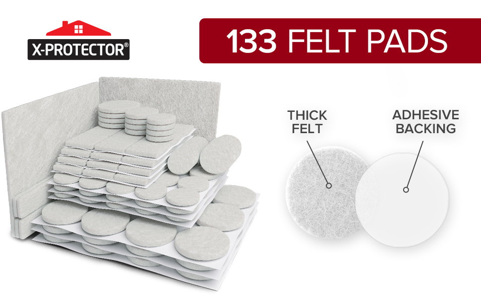 Felt Furniture Pads XPROTECTOR 133 PCS Premium Furniture Pads Felt