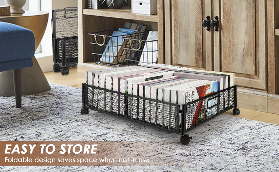 Caluself Under Bed Storage with Wheels,Underbed Storage Containers Foldable Rolling