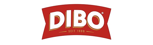 Text lautet 'DiBo'. Red Logo -Design in mehreren Variationen vor weißem Hintergrund.