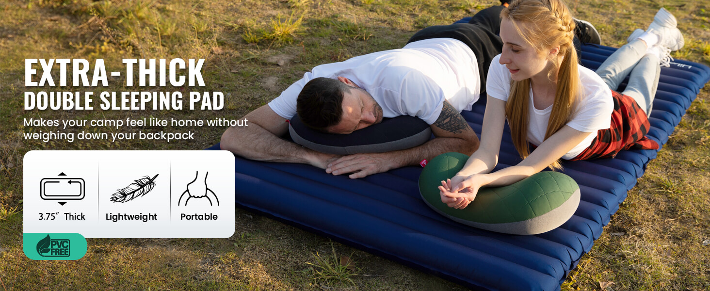 Hikenture Double Sleeping Pad for Camping, 3.75" Extra