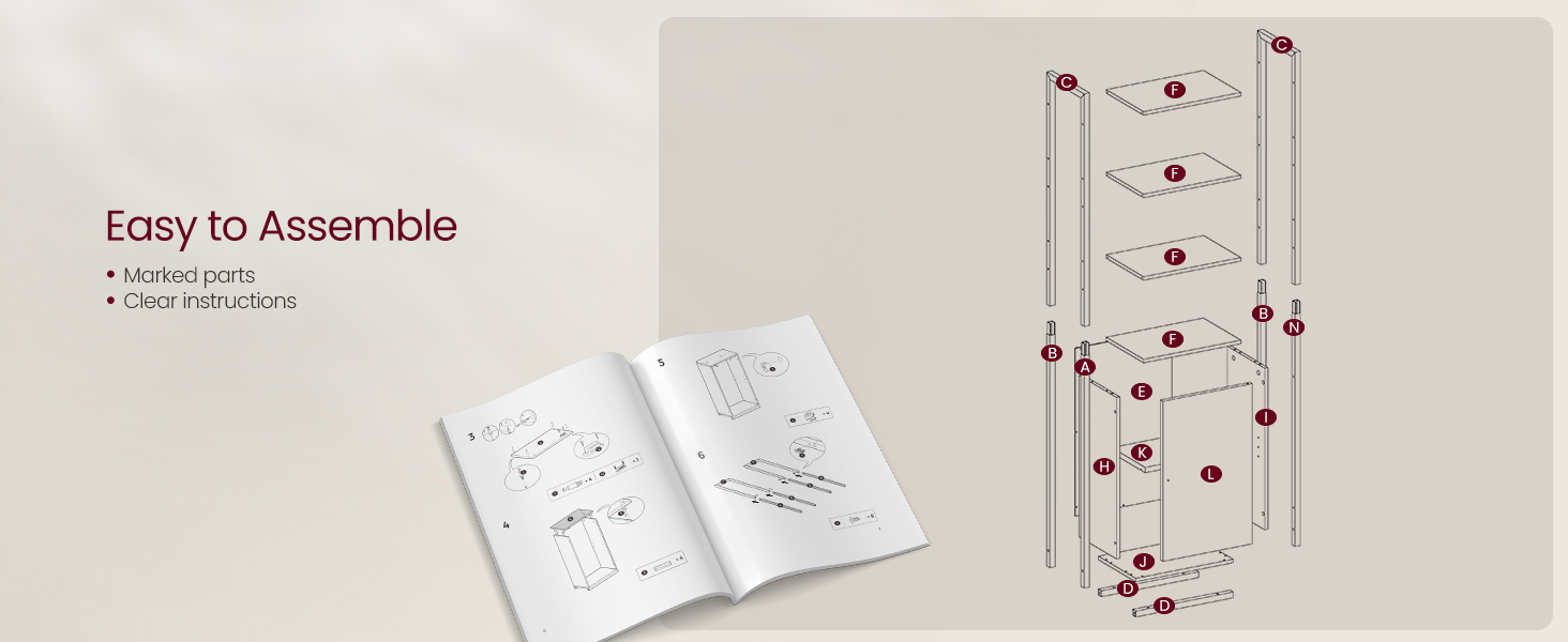 Assembly instructions manual showing step-by-step diagrams alongside a completed technical illustration with numbered components and connection points.