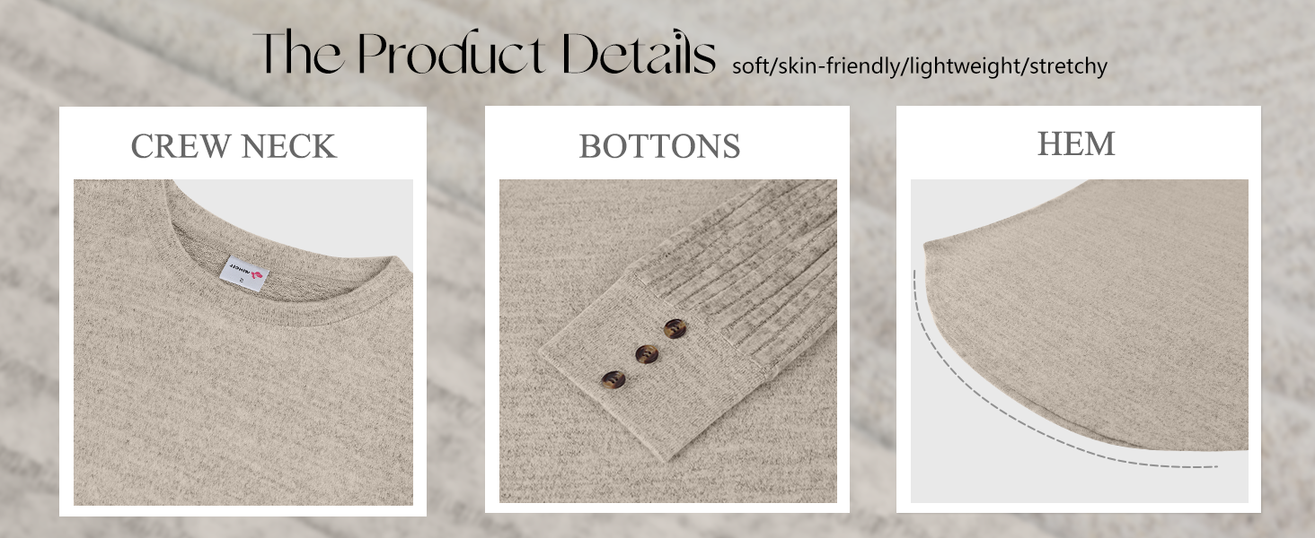 casual/warm/soft/relax fit Crew Neck bottons hem
