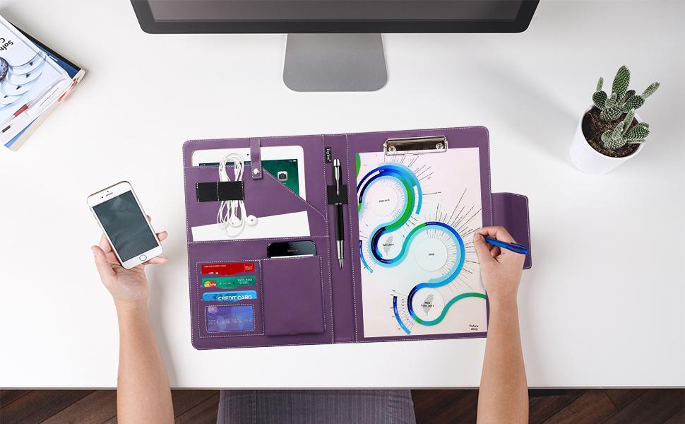 Toplive Padfolio 3 Ring Binder (1'' Round Ring) Business Portfolio