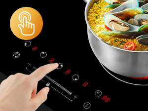 Built-in Ceramic Hob, 4 Zones Electric Cooktop In Black, 6600W Total Output, With Dual & Oval Zone Touch Control Timer Child Lock Gasland Chef CH604BF 11 Ceramic Hob