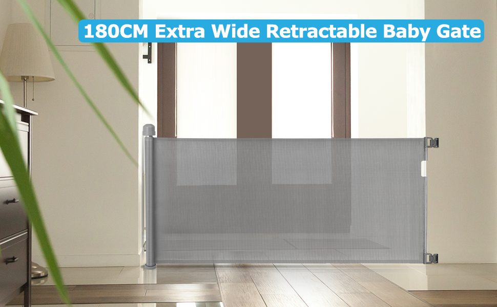 Momcozy Retractable Stair Gate for Baby and Pets, 0 to 180 cm Narrow to