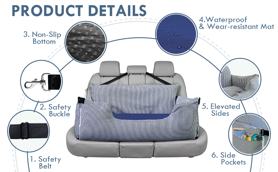 Safety Belt Safety Buckle Non-Slip Bottom Side Pockets Elevated Sides Portable Handle