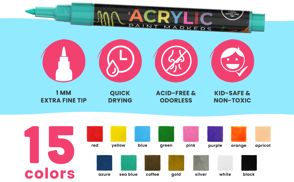 Chalkola Acrylic Paint Pens for Rock Painting, Canvas, Wood