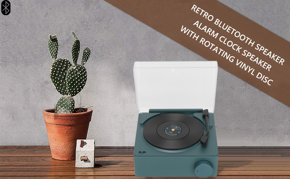 GOWENIC Retro Rotating Disc Alarm Clock Speaker, X11