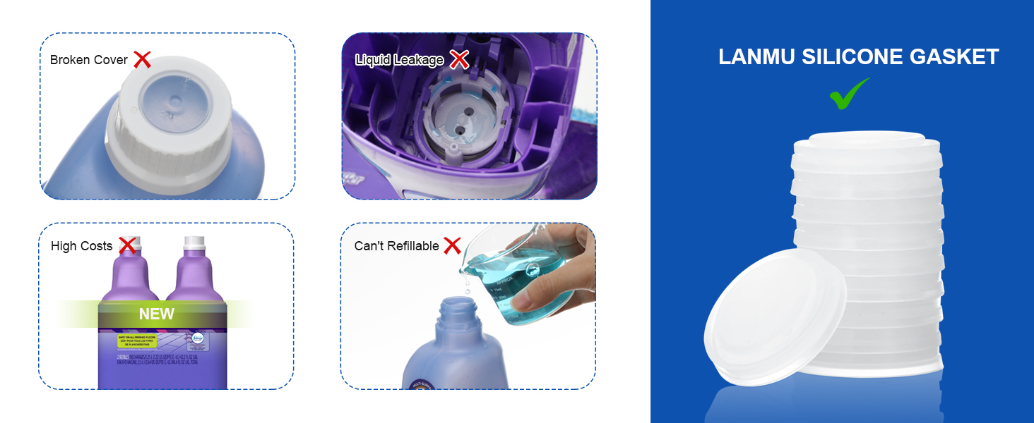LANMU Bottle Cap Silicone Gasket for Swiffer Wet Jet Power