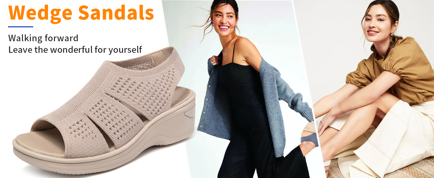 sandals women walking comfortable wedge summer ladies open toe athletic memory foam casual