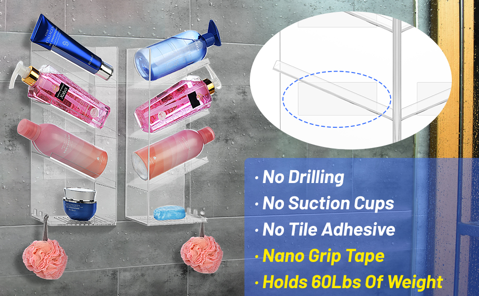 ZZK&ZZY Acrylic Shower Organizer,Bathroom Organizer Shower Caddy,Clear Shampoo