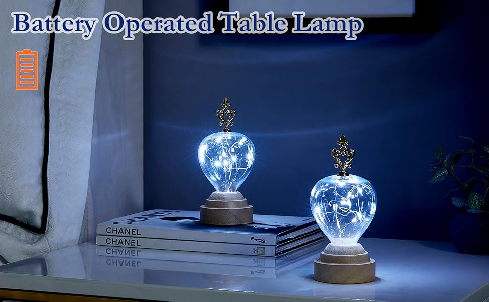 Small Table Lamp Battery Operated Cordless Table Lamp with 3 Modes Led Fairy Twinkle