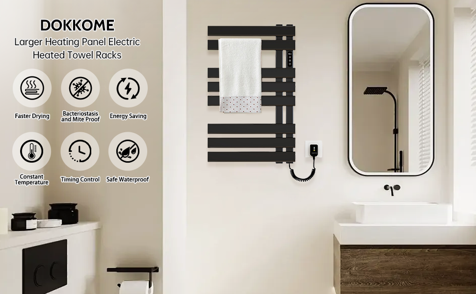 Electric Heated Towel Warmer Rack, Wall Mounted Electric Towel Warmer Rack