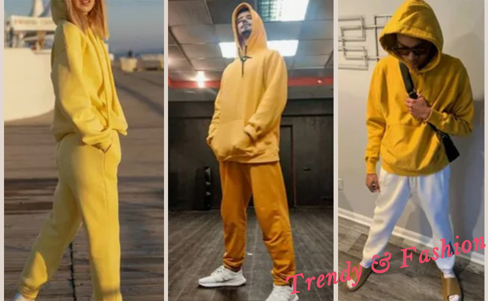 Unisex Hoodies Tracksuit Sweatsuits for Women Set Mens 2 Piece Hooded Sweatshirts and Sweatpant