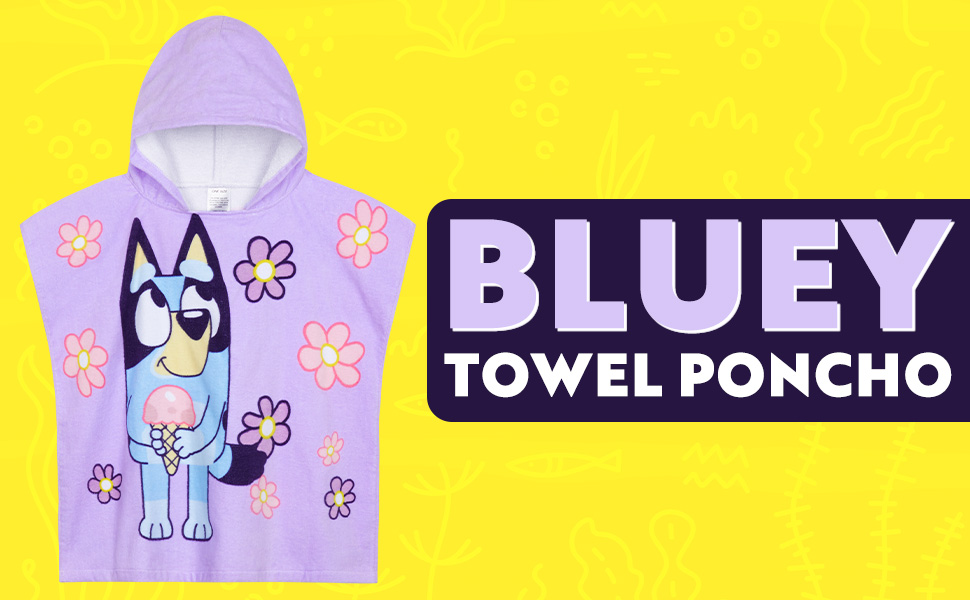 Bluey Bath Towel with Hood for Kids Absorbent 