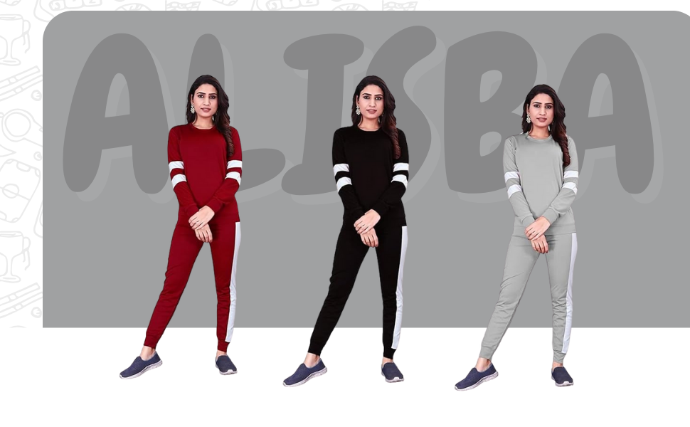 ALISBA Women's Round Neck Cotton Tracksuits - Soft & Comfortable Loungewear for Casual Wear