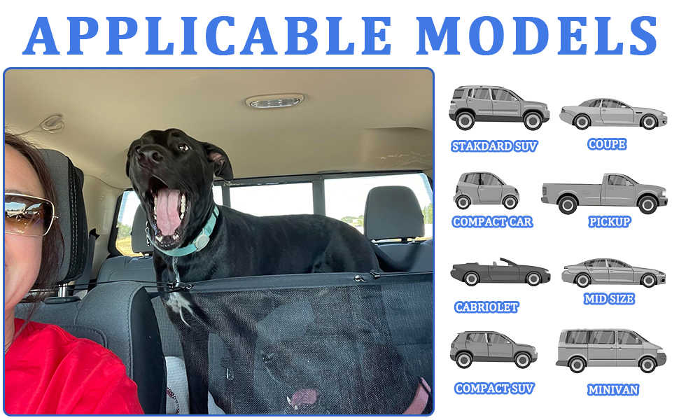 Adjustable Black Dog Protector for Car Trunk for Car, Dog Barrier Net with Rope and Hooks, Rear Seat Barrier, Interior Accessories 20 7 unidades