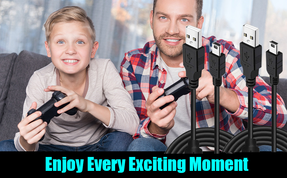 Rzzhgzq 3 Pack 10ft PS3 Controller Charger Cable Charger