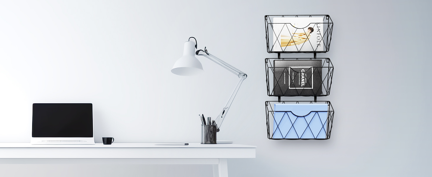 KEEGH Hanging Wall File Organizer 3 Pockets Wall Paper Organizer Mail Organizer Wall Mount File