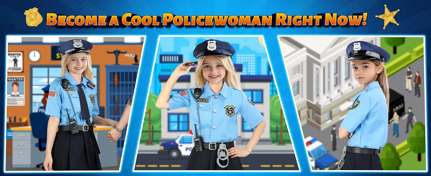 Luucio Police Costume for Girls, Police Officer Costume for