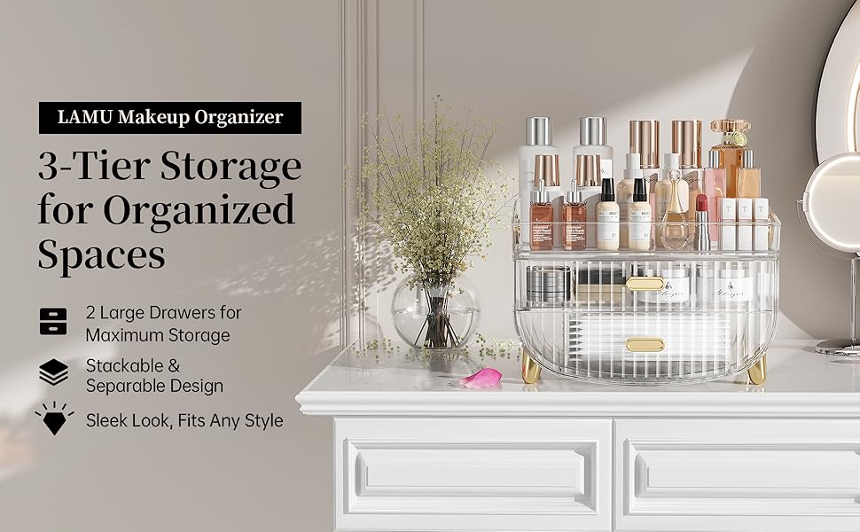vanity organizer storage drawers display cabinet