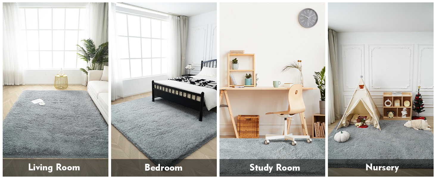 Modern Fluffy Shag Rugs for Living Room Non Slip Teens Dorm Light Grey Floor Carpets(5 x 8)  
Fluffy Grey Shaggy Rugs fo B25c84f4 Df2b 43c0 B711 8dc96372f140. CR0,0,1464,600 PT0 SX1464 V1