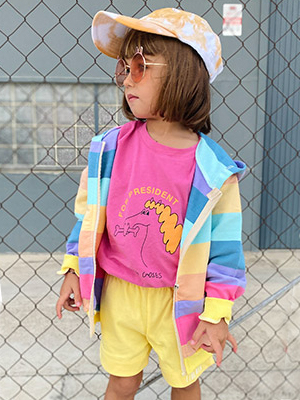 Hooded rainbow zip up jacket for toddler and little girls