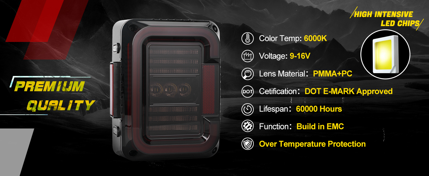 AMONLY LED Tail Light Compatible with Jeep Wrangler JK JKU