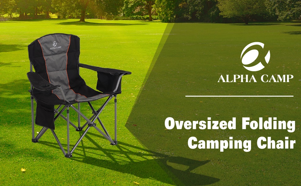 ALPHA CAMP Oversized Folding Camping Chair, Heavy Duty