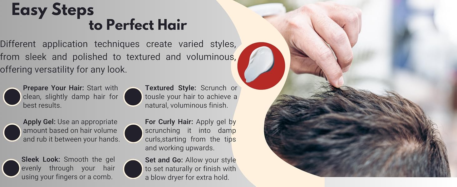 easy to wash gel; flake free hair gel; curly hair gel; non crunchy; strong hold