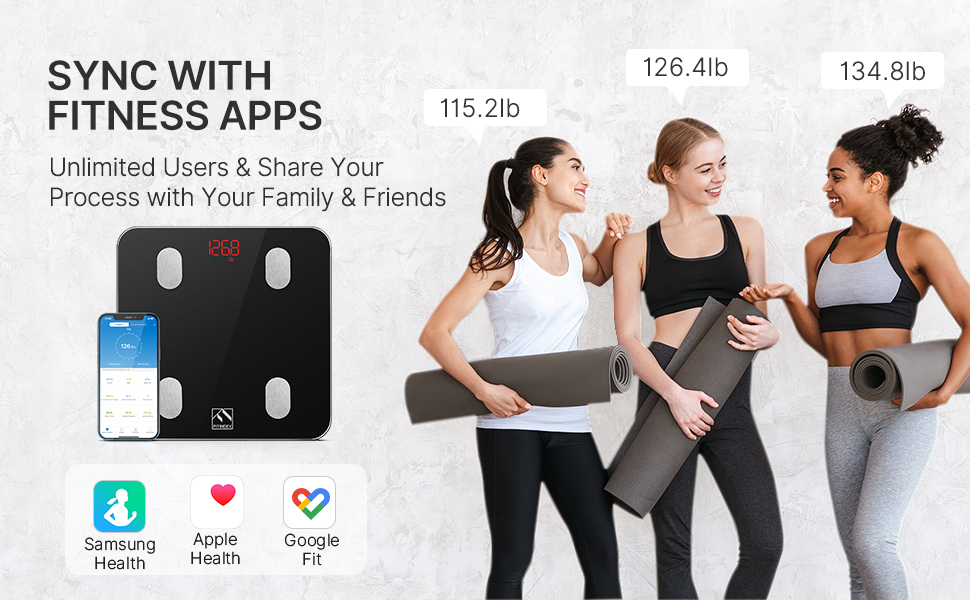 Bluetooth Body Fat Scale, FITINDEX Smart Wireless Digital Bathroom