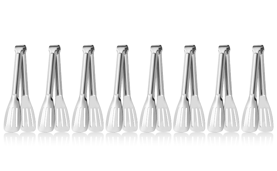 8 Pack Serving Tongs, Metal Tongs, Tongs for Serving Food