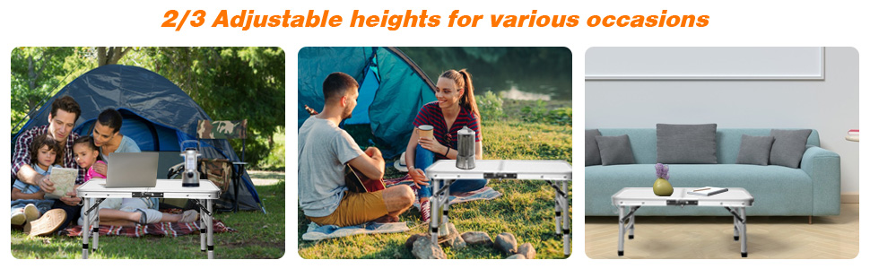 aluminum small folding table portable camping table picnic folding beach table adjustable height