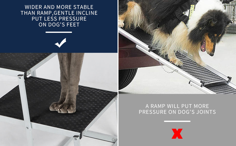 Extra Wide Foldable Dog Car Steps for Large Dogs, Portable Folding Pet