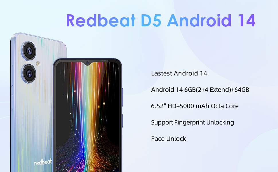 redbeat D5 128GB + 6GB RAMSIMフリーblue Amazon.com: redbeat D5 Unlocked Android 14 Cell Phones 8