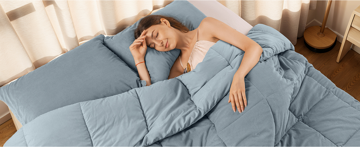 KASENTEX Grey Blue Queen Comforter Set, Fluffy Corduroy, 3 Pieces(down Alt), Cozy Bedding B27aa8f9 F7e0 4d25 9feb 86262b740cc2. CR0,0,1464,600 PT0 SX1464 V1